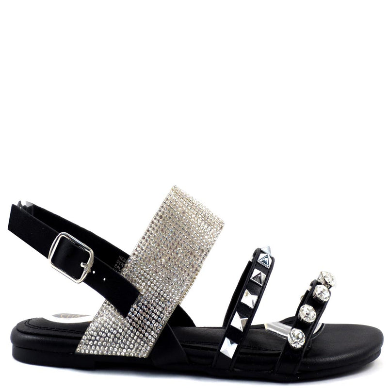 Chase + Chloe Jeweled Detail Open Toe Sling Back Rhinestone Band Sandals - Nessa 10