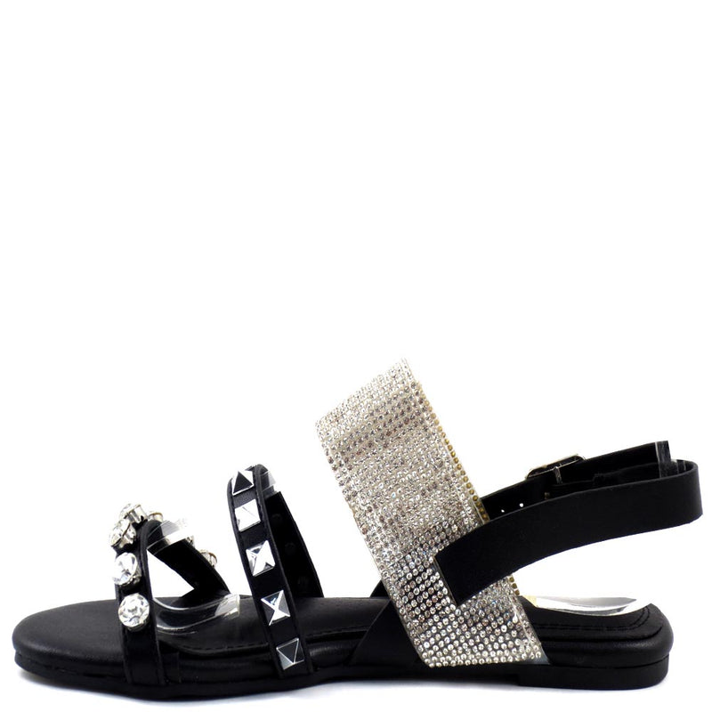 Chase + Chloe Jeweled Detail Open Toe Sling Back Rhinestone Band Sandals - Nessa 10