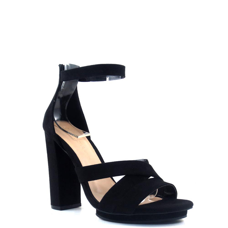 Wild Diva Open Toe Cross Pattern Ankle Strap Platform Heels - Pace 26