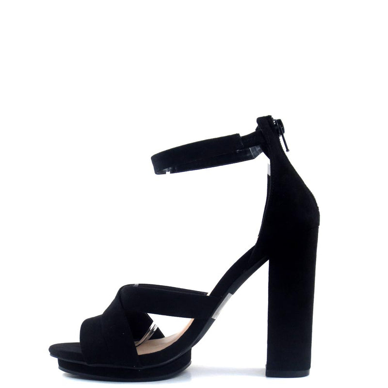 Wild Diva Open Toe Cross Pattern Ankle Strap Platform Heels - Pace 26