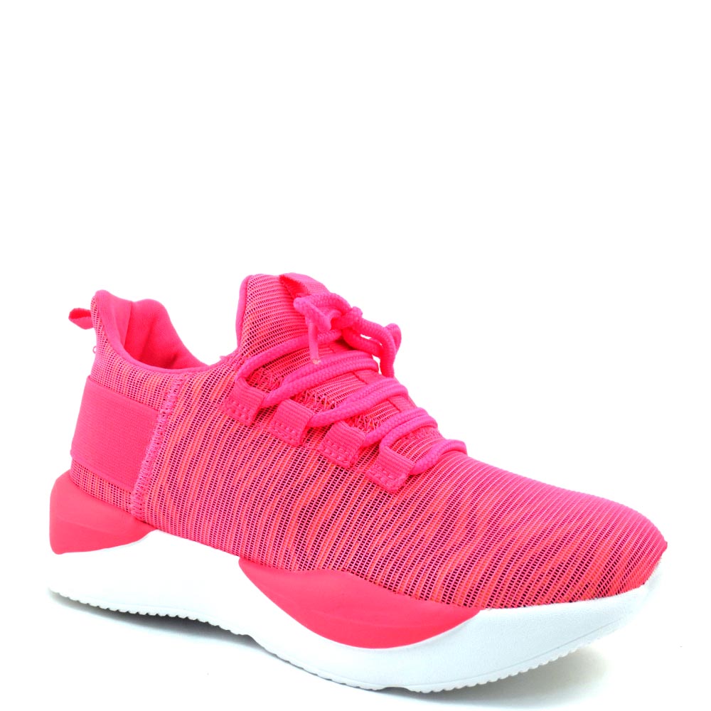 La Sheelah High Fashion Stretchy Material Lace Up Sneakers - Peak 8