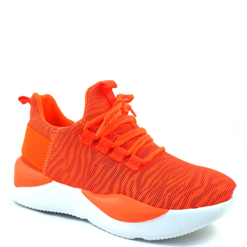 La Sheelah High Fashion Stretchy Material Lace Up Sneakers - Peak 8