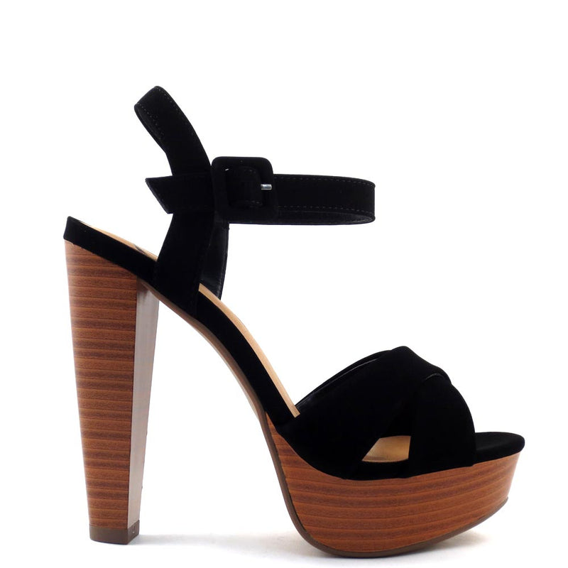 Delicious Open Toe Criss Cross Upper Ankle Strap Platform Chunky Heel - Rancho