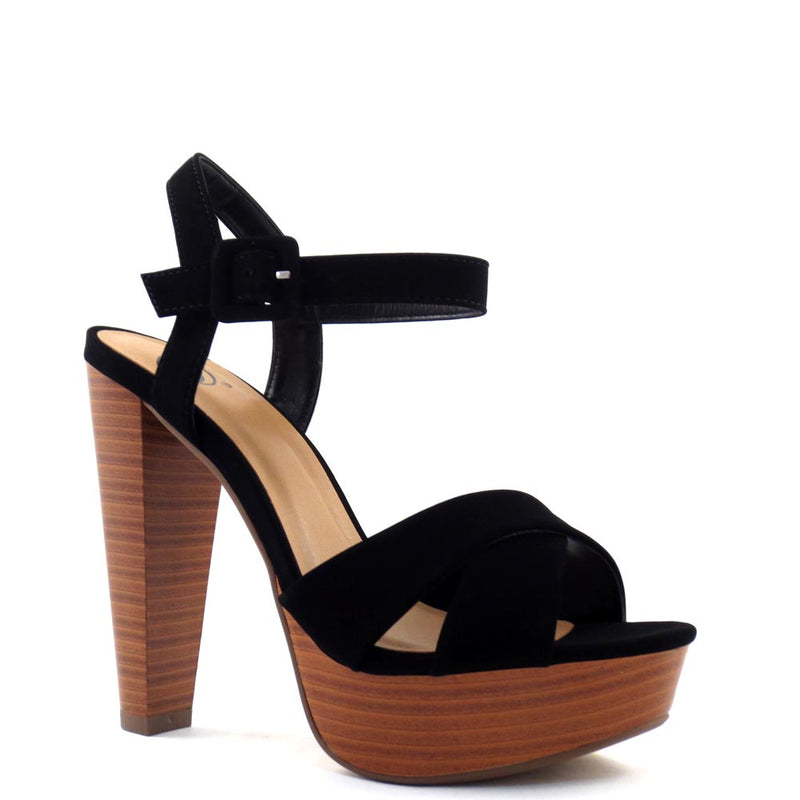 Delicious Open Toe Criss Cross Upper Ankle Strap Platform Chunky Heel - Rancho