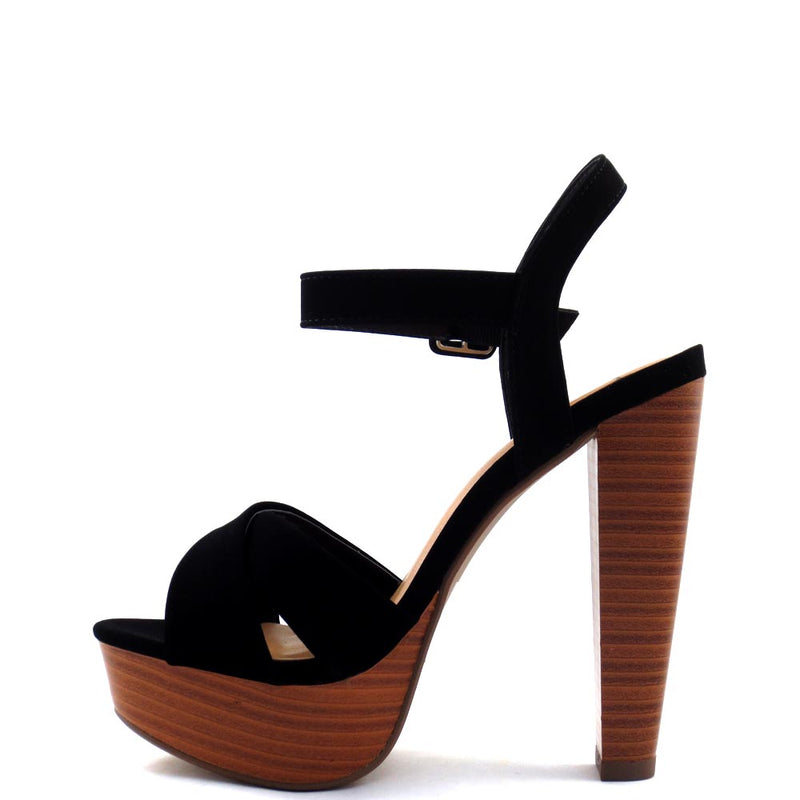 Delicious Open Toe Criss Cross Upper Ankle Strap Platform Chunky Heel - Rancho
