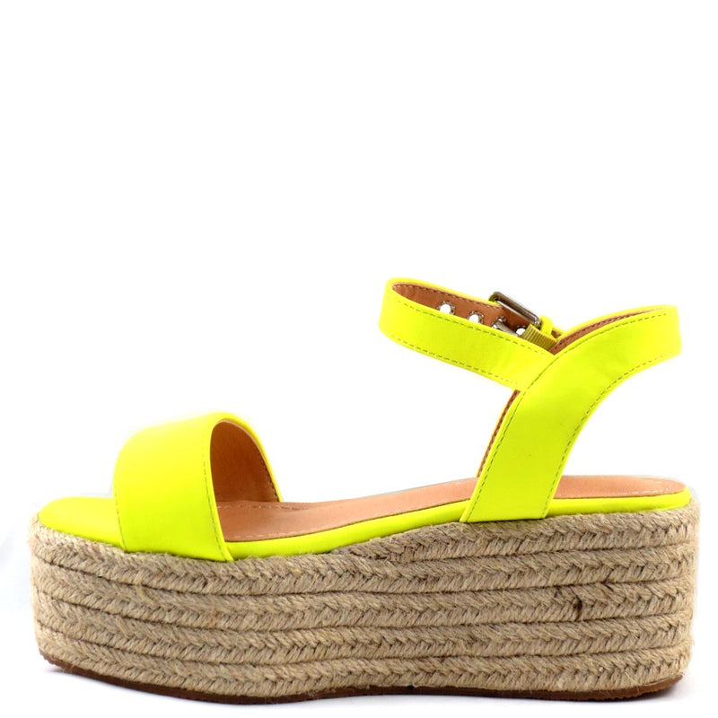 Misbehave Open Toe Ankle Strap Buckle Detail Espadrille Platform Sandals - Rasha 42