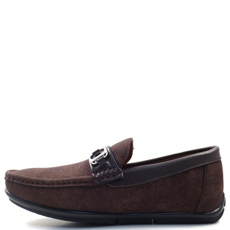 Slip On Driver Moccasins with Metal Buckle Strap - SED8037