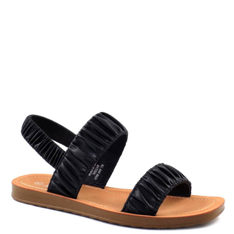 Soda Ruffled Upper Open Toe Sling Back Comfort Sandals - Seasons