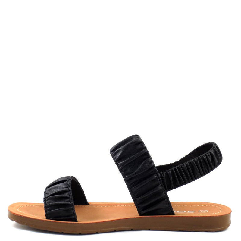 Soda Ruffled Upper Open Toe Sling Back Comfort Sandals - Seasons