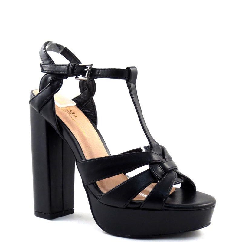 Olivia Jaymes Open Toe T-Strap Chunky Platform Heel - Shower