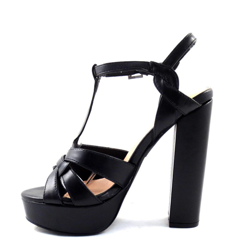 Olivia Jaymes Open Toe T-Strap Chunky Platform Heel - Shower