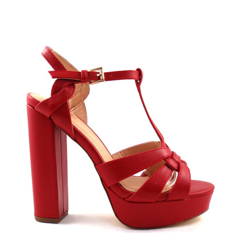 Olivia Jaymes Open Toe T-Strap Chunky Platform Heel - Shower