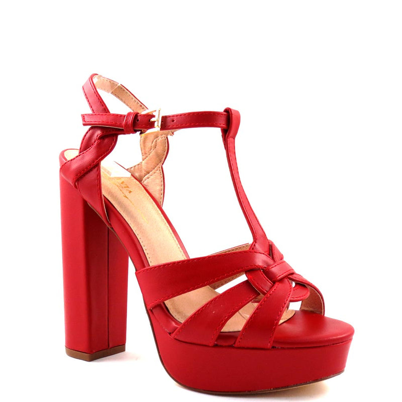 Olivia Jaymes Open Toe T-Strap Chunky Platform Heel - Shower