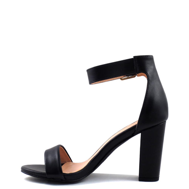 Shoe Republic LA Open Toe Ankle Strap Buckle Detail Chunky Heels - Simple