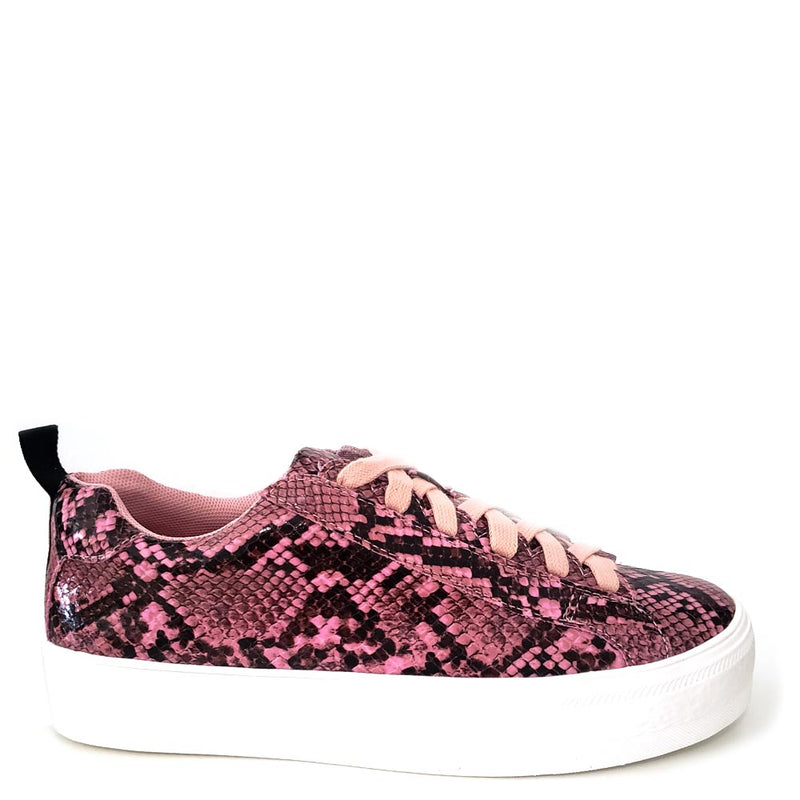 Shoe Republic Faux Snake Skin Upper Lace Up Sneakers - Soto