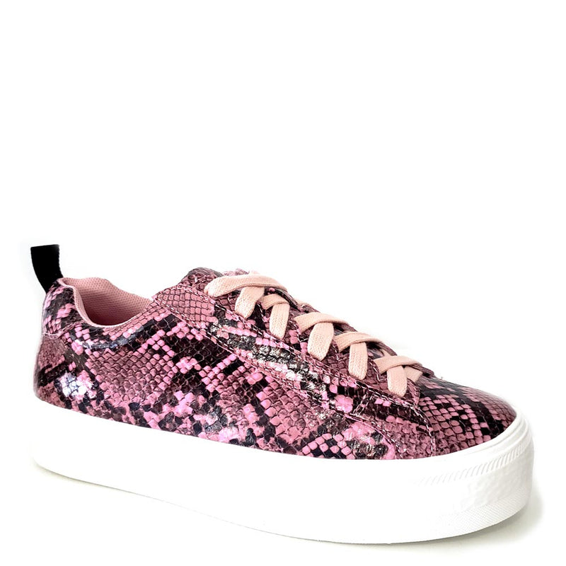 Shoe Republic Faux Snake Skin Upper Lace Up Sneakers - Soto