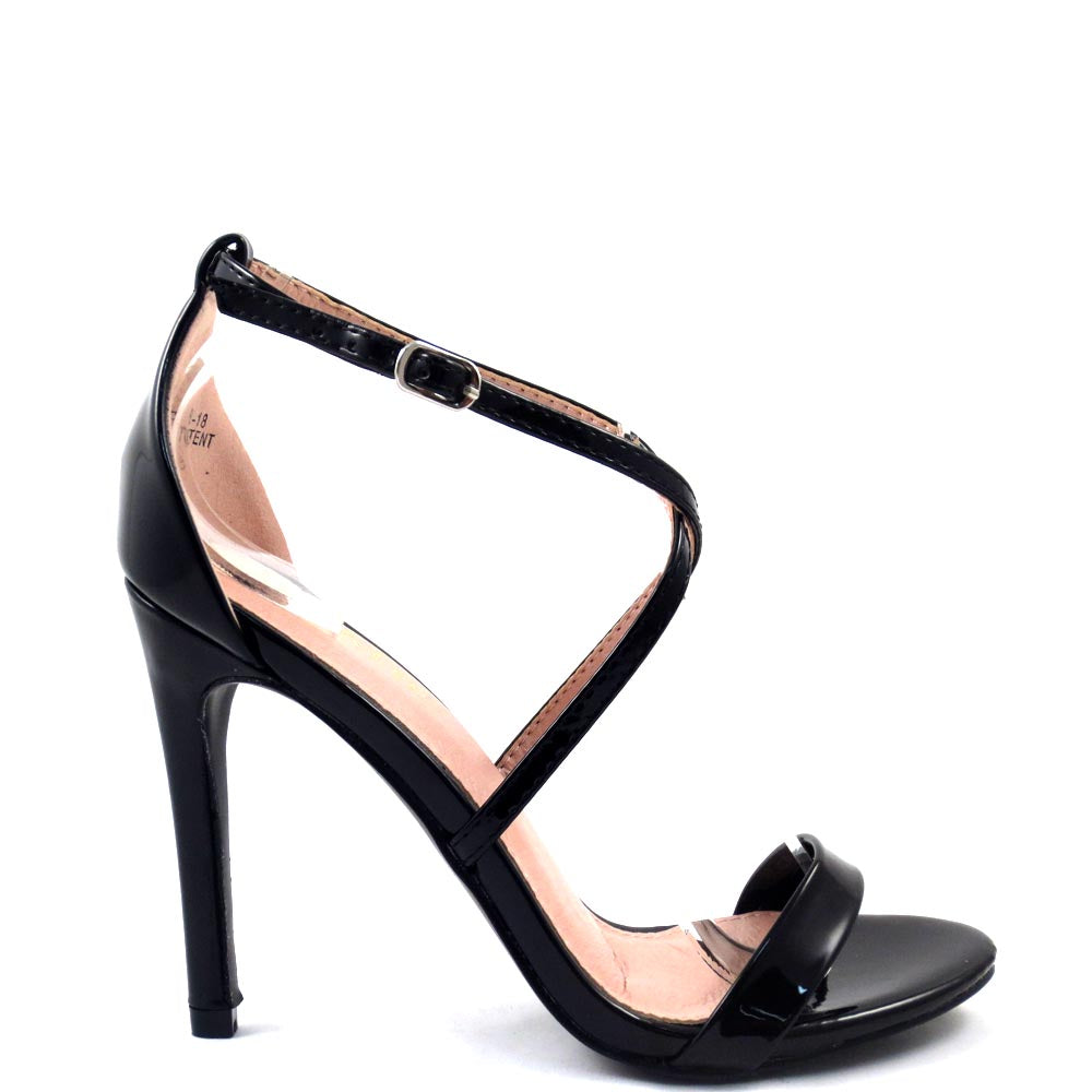 Bella Marie Open Toe Cross Straps Buckle Detail High Heels - Story 18