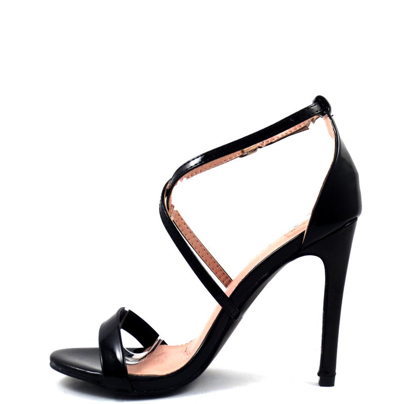 Bella Marie Open Toe Cross Straps Buckle Detail High Heels - Story 18