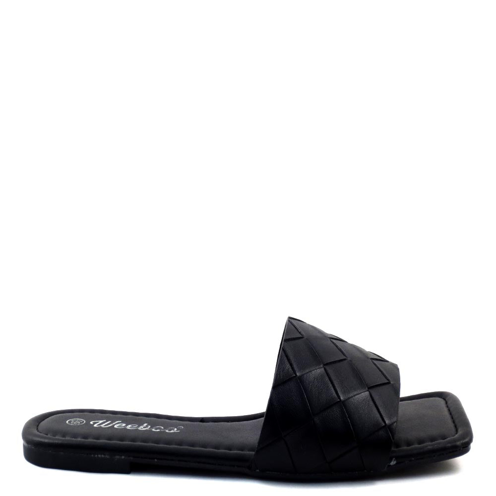 Weeboo Woven Upper Open Square Toe Slide In Comfort Sandals - Sunday 3