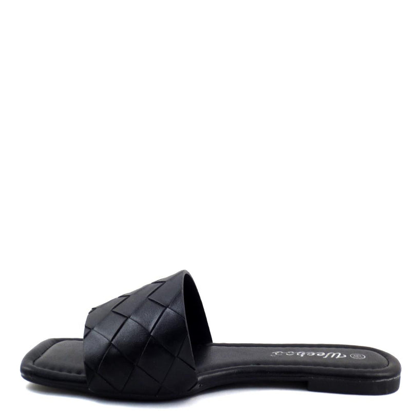 Weeboo Woven Upper Open Square Toe Slide In Comfort Sandals - Sunday 3