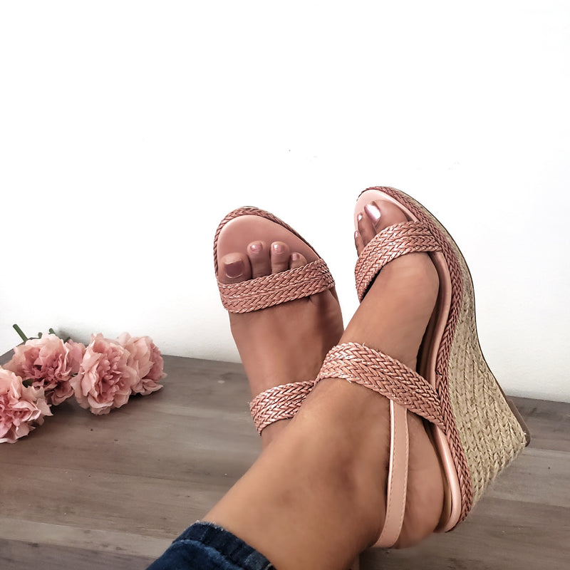 Forever Braided Open Toe Ankle Strap Low Espadrille Rope Wedges - Sofia 68