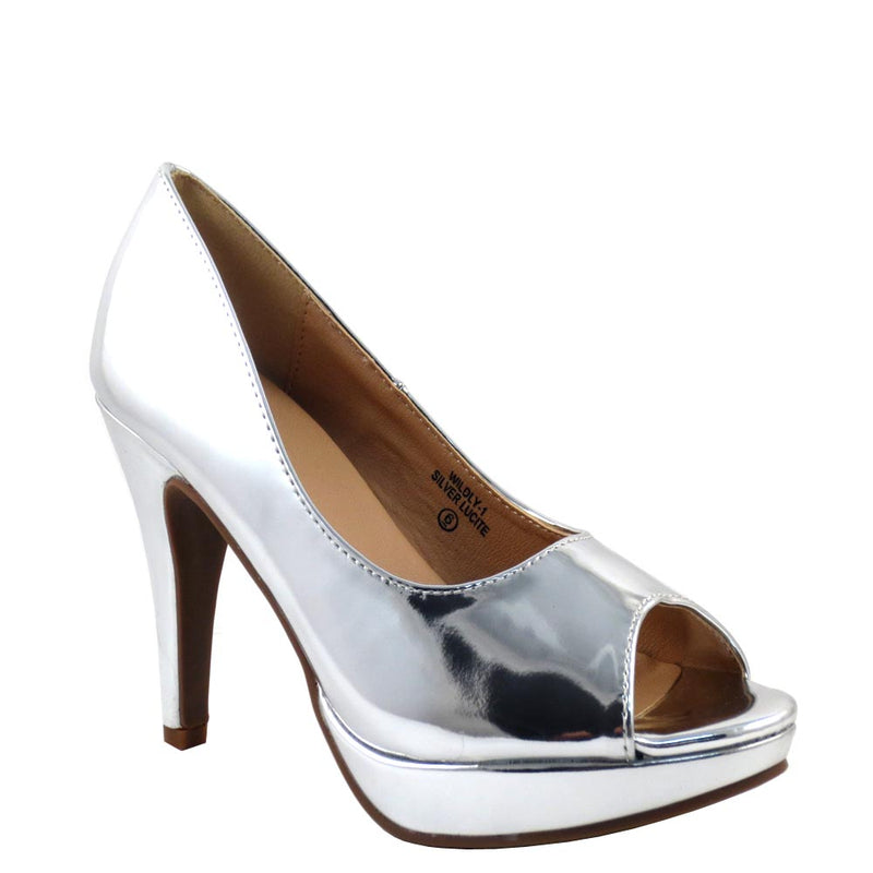 Love Mark Classic Patent Peep Toe Platform Stiletto Heel - Wildly