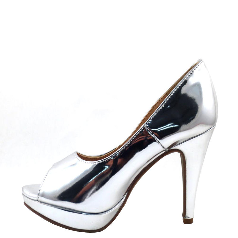 Love Mark Classic Patent Peep Toe Platform Stiletto Heel - Wildly